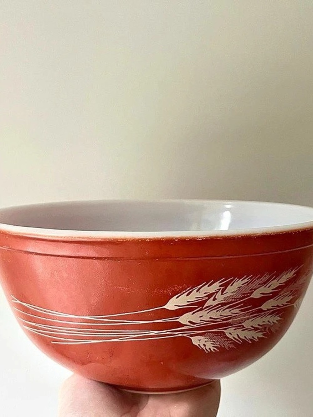 Vintage Pyrex Autumn Harvest Wheat Mixing Bowl #403 2.5 Qt Rust Red